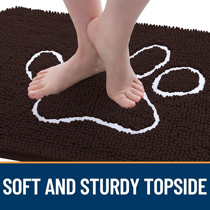 OLANLY Dog Door Mat for Muddy Paws 47x20, Paw Print Design, Absorbs Moisture - Image 4