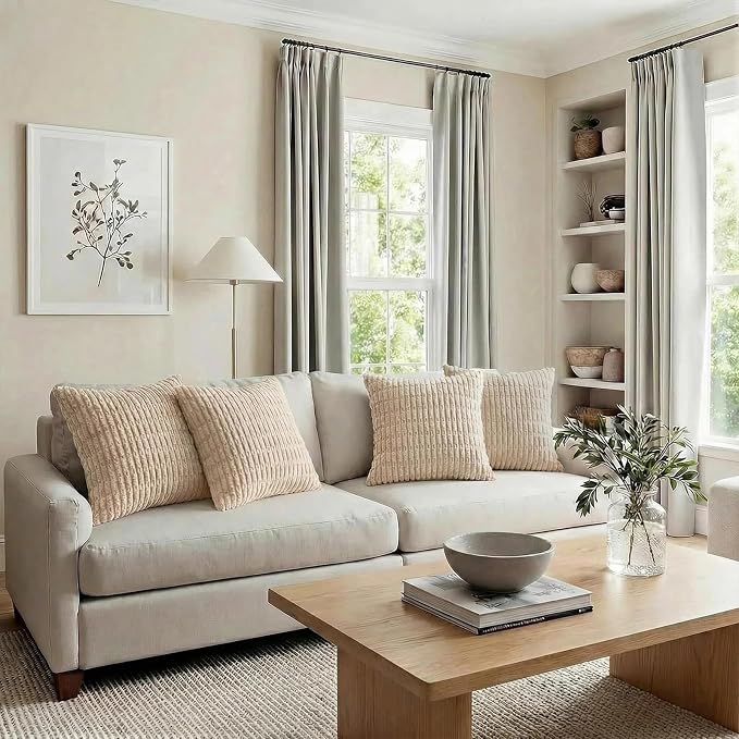 Fancy Homi 4 Packs Beige Decorative Throw Pillow Covers 20x20 Inch - Image 6