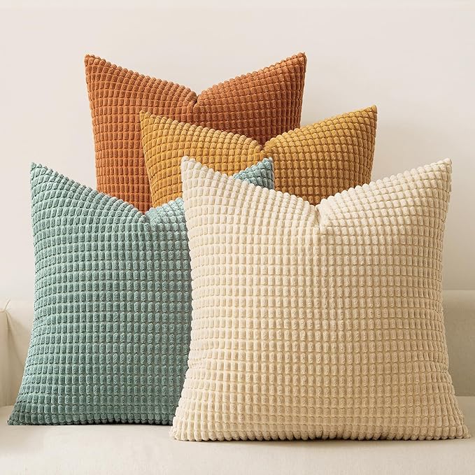 MIULEE Boho Farmhouse Decorative Pillow Covers 24x24 Inch Set of 4 Rustic by MIULEE