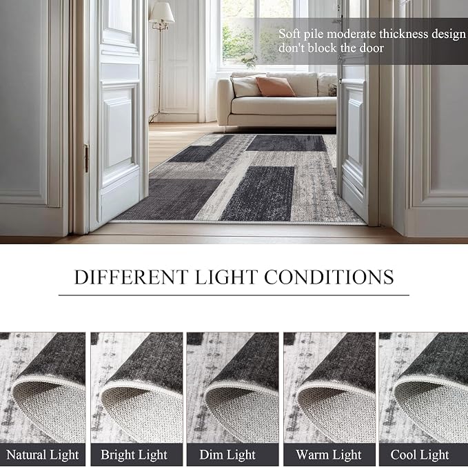 Modern Geometric Patchwork Indoor Area Rug - Image 9