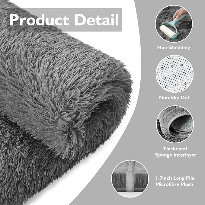9x12 Fluffy Area Rugs for Living Room, Large Fuzzy Shag Area Rug for Bedroom - Image 3