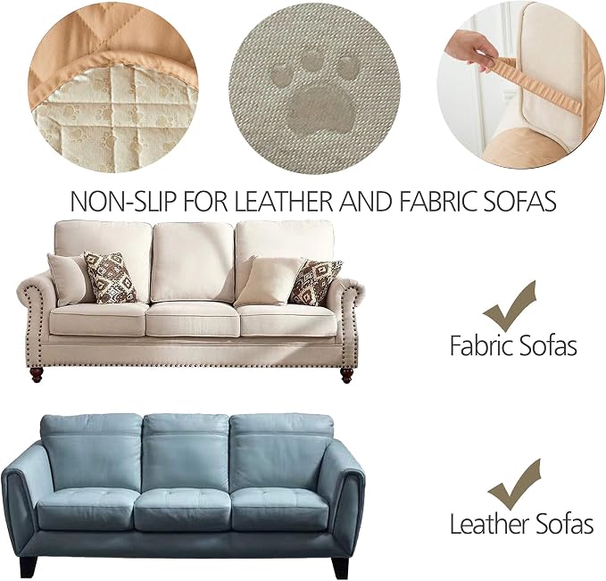 Ameritex Couch Sofa Slipcover 100% Waterproof Nonslip Quilted Furniture - Image 8