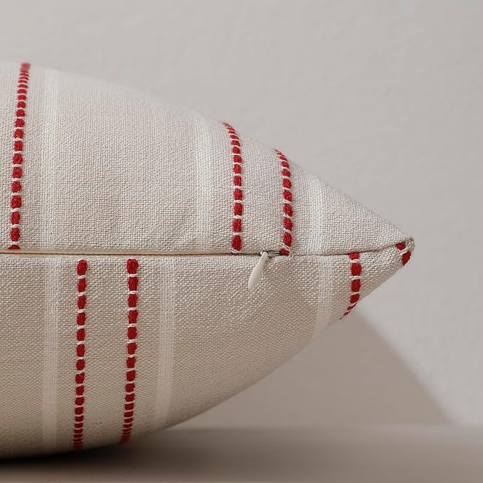Hckot Christmas Throw Pillow Covers 12x20 Red Pillow Covers Striped Xmas - Image 5