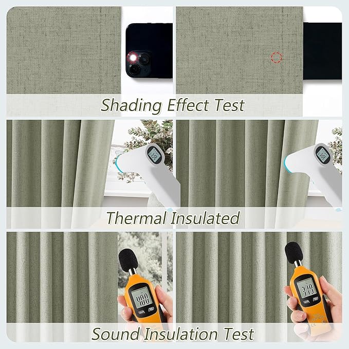 Guken Sage Green 100% Blackout Curtains 105 Inch Length 2 Panels Set - Image 5
