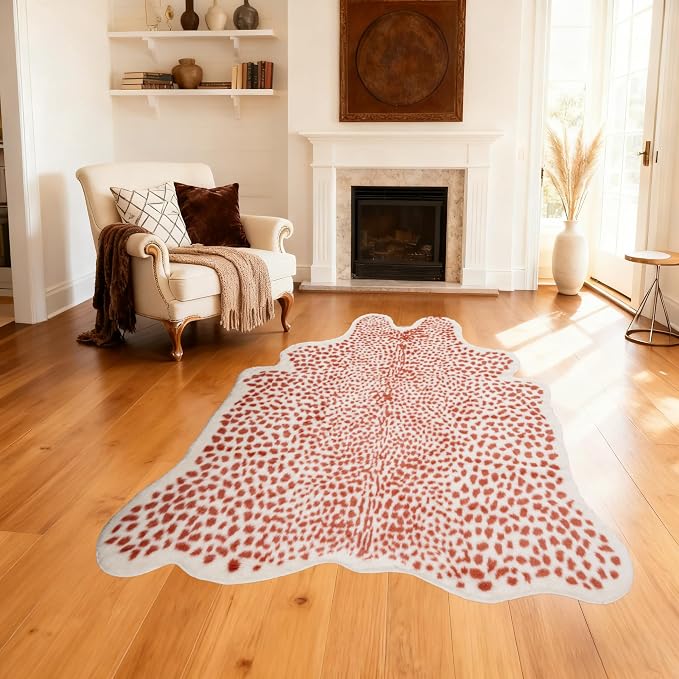 Huichenxing2021FURSTORE Leopard Rug Cheetah Print Rug Large Faux Cowhide Skin - Image 6