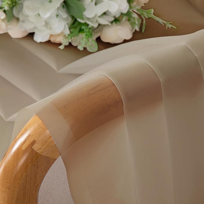 OWENIE Sheer Curtains 63 inch Length 2 Panels Set, Light Weight Soft Solid - Image 5