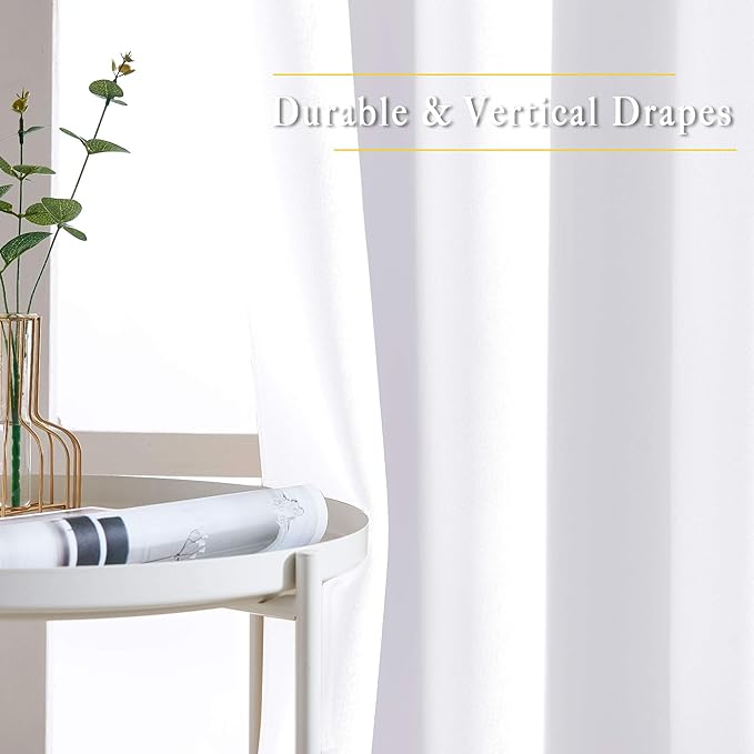 NICETOWN White Living Room Curtains 90 inches Long, Grommet Home Fashion Energy - Image 3
