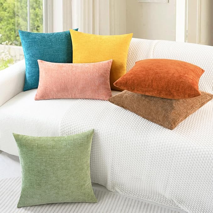 CaliTime Throw Pillow Covers Decorative 16 X 16 Inches Pack of 2 Cozy Chenille - Image 4