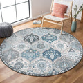 Lahome Moroccan Trellis Round Area Rugs, Washable Small Round Rug 3ft Non-Slip by Lahome