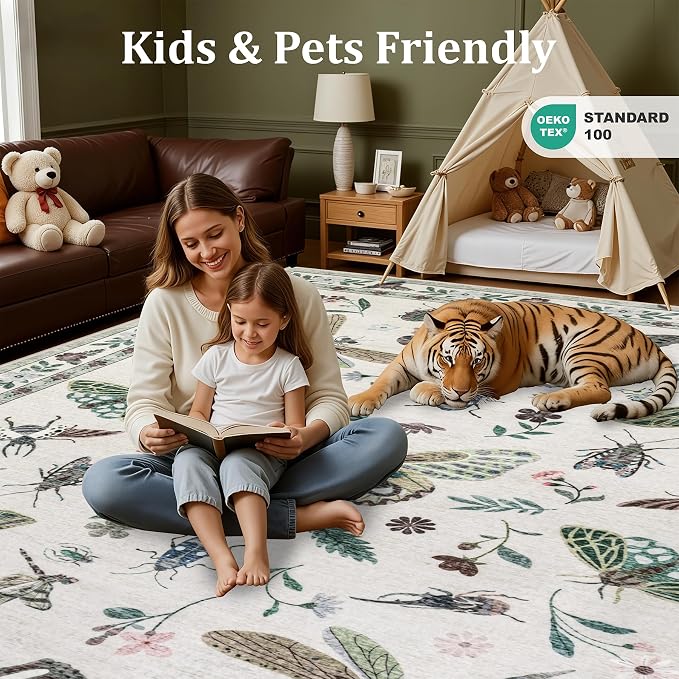 5x7 Area Rugs Living Room Rug: Vintage Washable Rug Floral Soft Carpet Indoor - Image 7