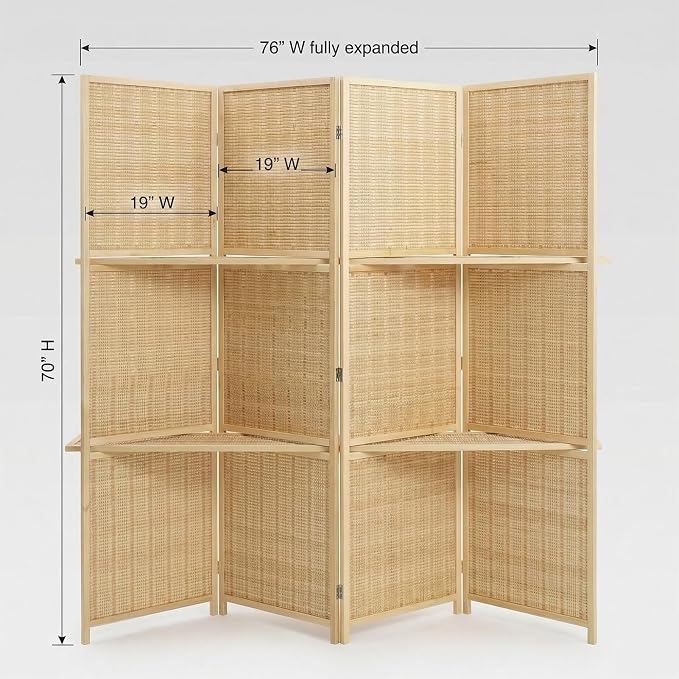 Bluecat 4 Panel Bamboo Room Divider - Image 3