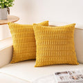 Pack of 2 Corduroy Decorative Throw Pillow Covers 22x22 Inch Soft Striped by Unknown