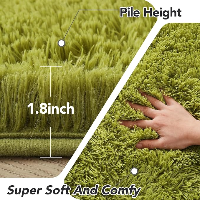 CAIYUECS Green Round Rug for Bedroom: 4x4Feet Soft and Fluffy Area Rug for - Image 2