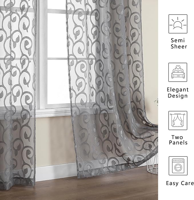 OWENIE Furman Sheer Curtains Tiers 36 inch Length, Lightweight Soft Airy Solid - Image 6
