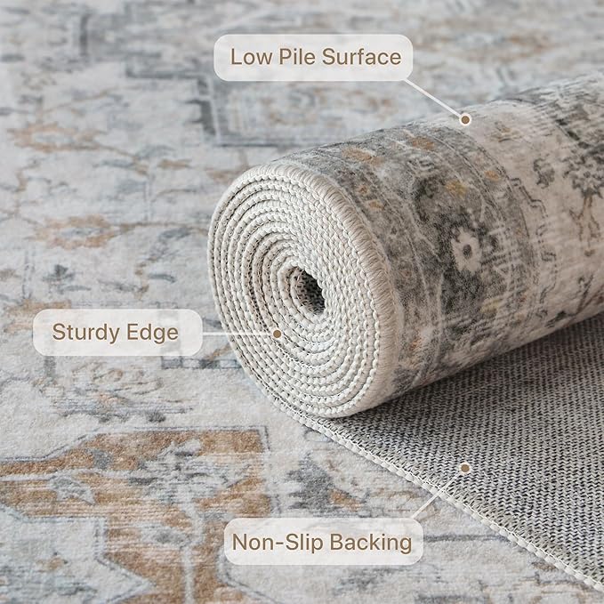 GENIMO 5x8 Area Rugs for Living Room, Machine Washable Low Pile Rugs, Chenille - Image 4