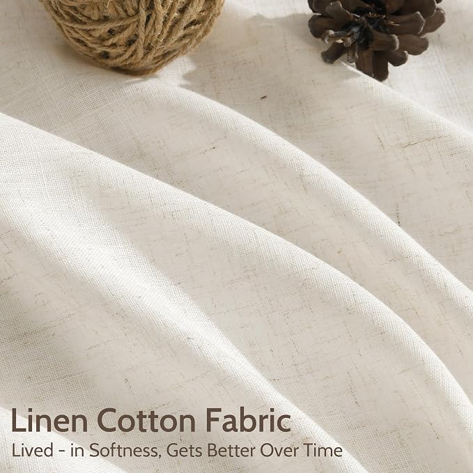 Modern Linen Curtains for Living Room 120 Inches Long Light Filtering Semi - Image 4