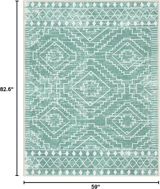 Wonnitar Moroccan Sage Green Area Rugs 5x7, Washable Rugs Non-Slip Soft Large - Image 2