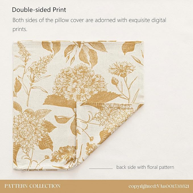 Foindtower Set of 2 Linen Floral Vintage Throw Pillow Covers Neutral Accent - Image 8
