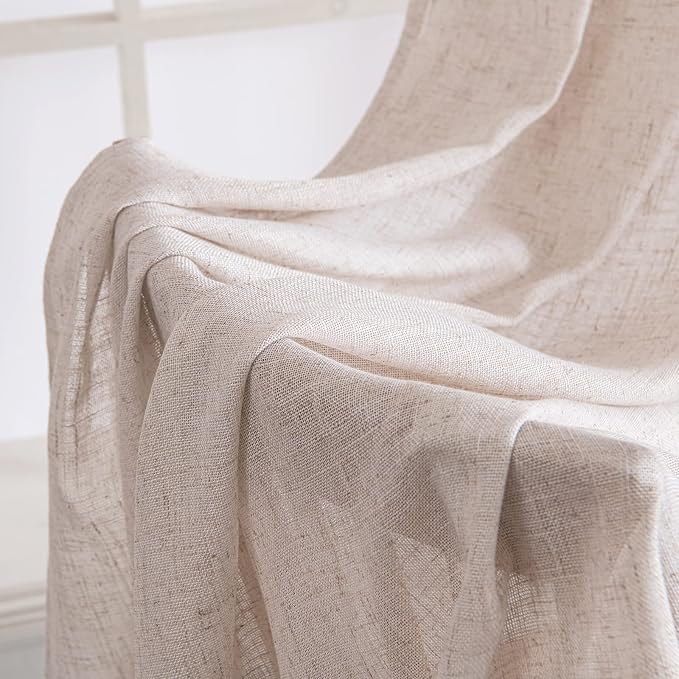 MIULEE Natural White Linen Curtains 72 Inch Length 2 Panels - Image 6