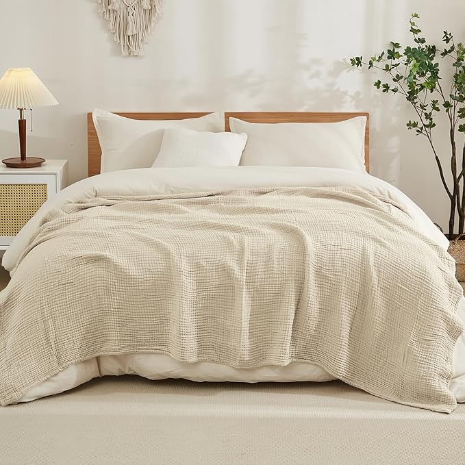 EMME Cotton Muslin King Blanket Big Oversized Bed Layering Bedspread Coverlet by EMME
