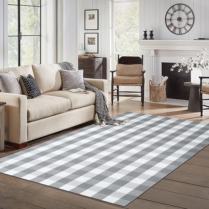 IOHOUZE Buffalo Plaid Rug 5x7 Ft Indoor Outdoor Rug, Washable Rugs by iOhouze