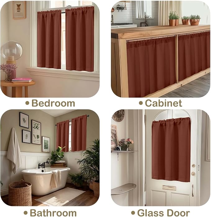 OVZME Kitchen Curtains for Small Window Treatment, Light Filtering Short Cafe - Image 5