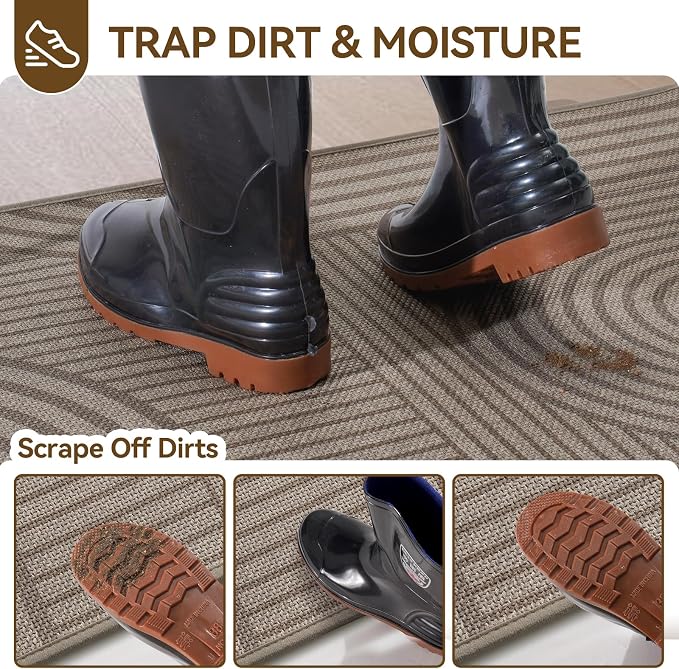 Front Door Mat 31''x47'', Absorbent Dirt Resist Washable Non Slip Low-Profile - Image 4