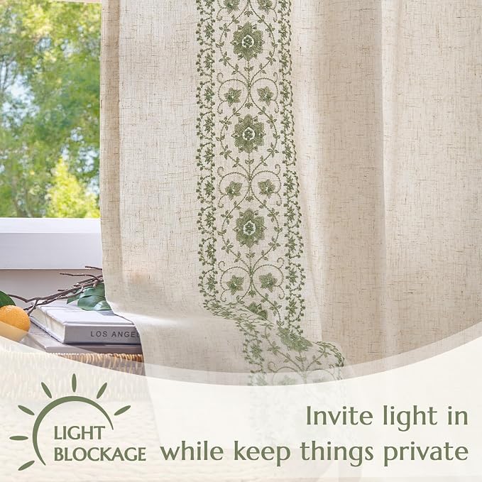 jinchan Weslie Boho Lined Linen Curtains - Image 5