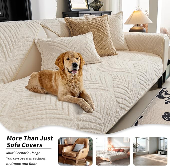 Sectional Couch Cover, Non-Slip Sofa Cover Plush Warm, Funny Fuzzy Pet Couch - Image 4