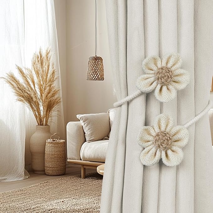 KLOGTSIND Flower Curtain Tiebacks, 2 Pack Curtain Ties Elegant DIY Curtain - Image 2