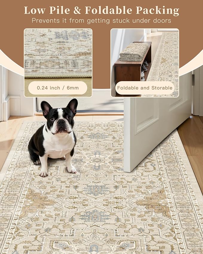 Madane Runner Rug 2'6''x8' Kitchen Runners, Printed Vintage Washable Hallway - Image 6