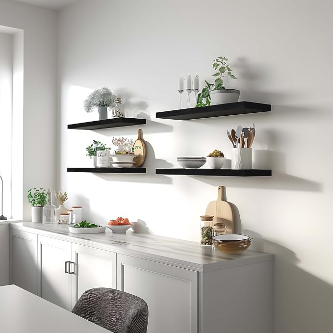 GXYAWPJ Black Wood Floating Shelves - Image 5