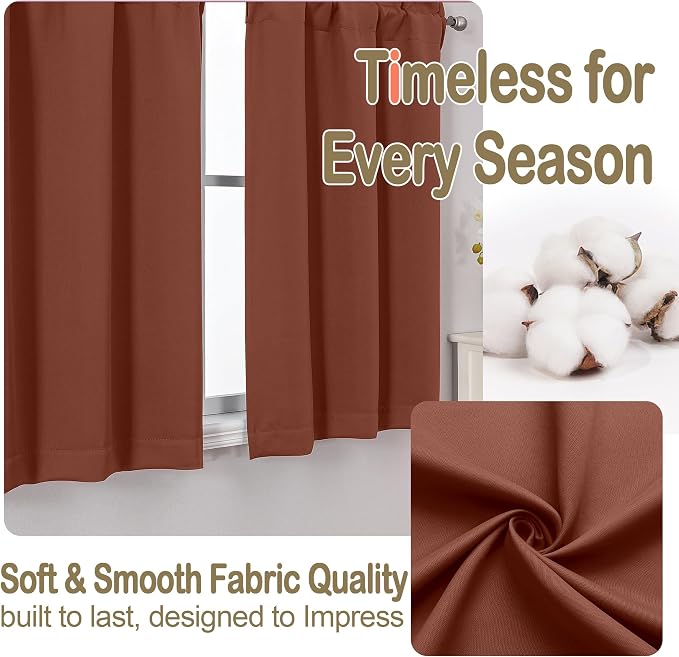 OVZME Kitchen Curtains for Small Window Treatment, Light Filtering Short Cafe - Image 7