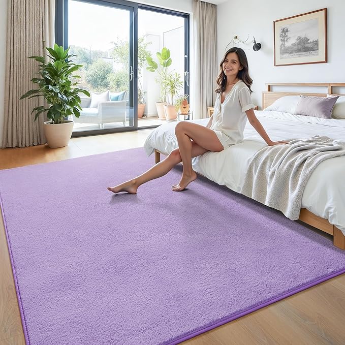 Keeko 5x7 Purple Area Rugs for Bedroom, Soft Modern Living Room Rug Indoor Non - Image 2