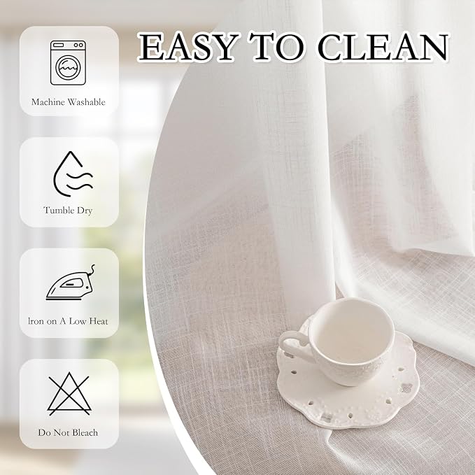 MYSKY HOME White Sheer Curtains 63 inch length Semi Sheer Curtains - Image 7