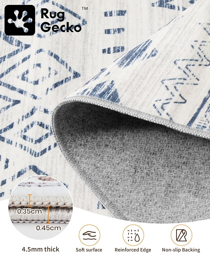 Miukiki 5x7 Area Rug for Living Room Moroccan Washable Rugs Non Slip Indoor - Image 3