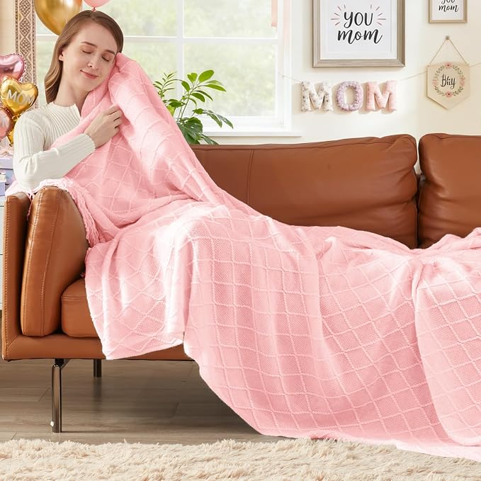 inhand Pink Knitted Throw Blanket - Image 8