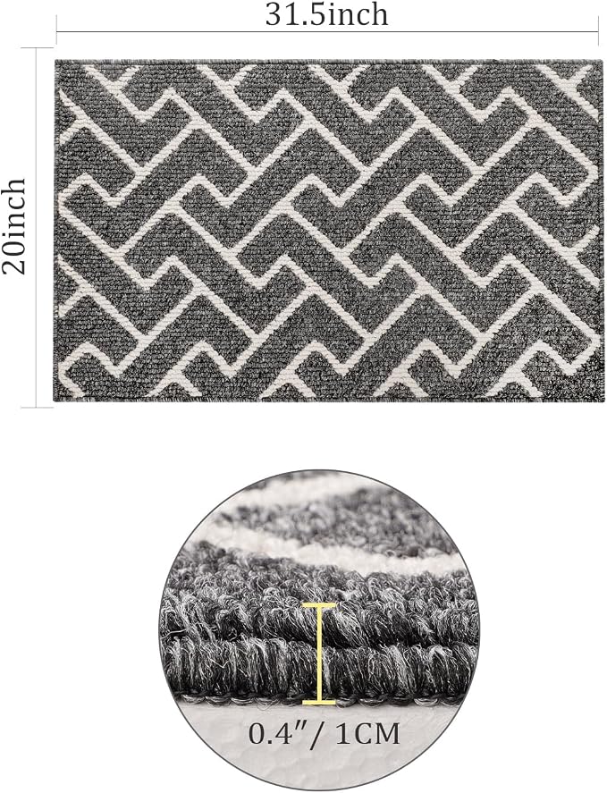 hicorfe Indoor Doormat, Front Back Door Mat Rubber Backing Non Slip Door Mats - Image 2