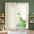 jinchan Winslow Linen Curtains 54 Inch Length Small Window Curtains Embroidered by JINCHAN