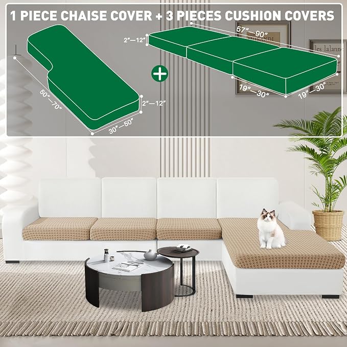 MAXIJIN Couch Cushion Covers for Sectional Sofa, Stretch Sofa Cushion Cover - Image 2