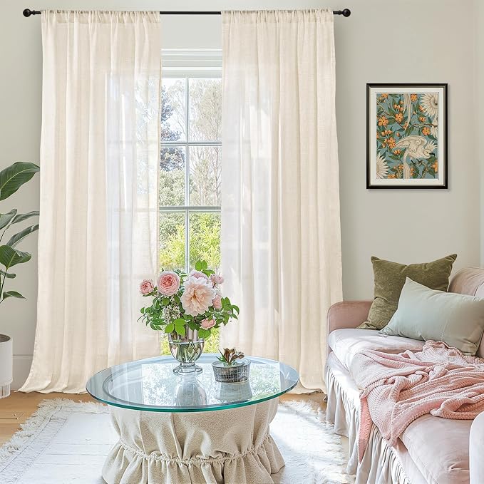 BGment Linen Curtains 102 Inches Long - Image 2