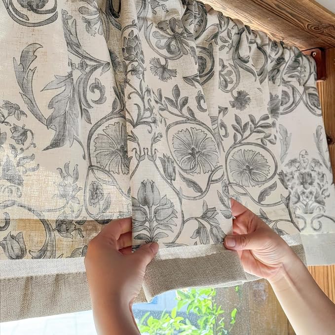 jinchan Linen Valance Kitchen Curtain - Image 4