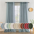 MIULEE Dusty Blue Linen Curtains 96 Inch Long 2 Panels by MIULEE