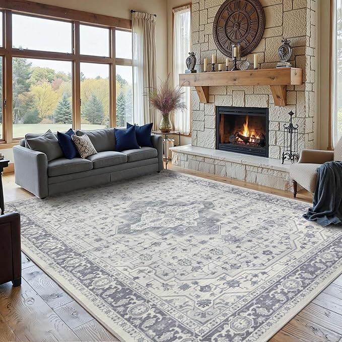 Rugxara 8x10 Washable Area Rug for Living Room, Extra Large Vintage Boho Rugs by Rugxara