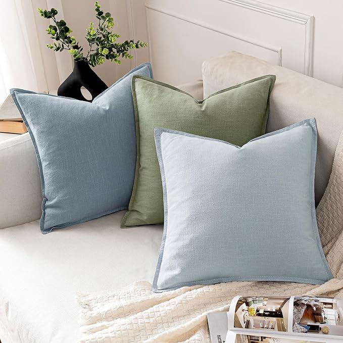 MIULEE Decorative Linen Euro Sham Pillow Covers 24x24 Sage Green ​Boho - Image 4