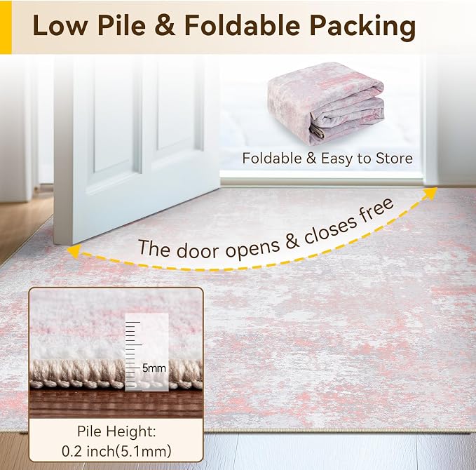 Washable Area Rugs 4'x5' Non-Slip Modern Abstract Soft - Image 6