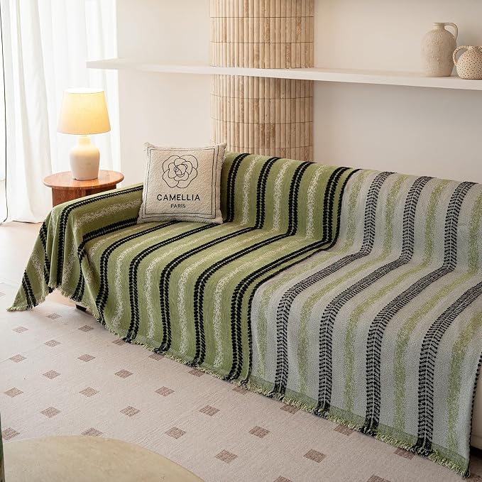 VClife Chenille Sofa Cover Bohemian Striped Pattern Couch Cover - Image 5
