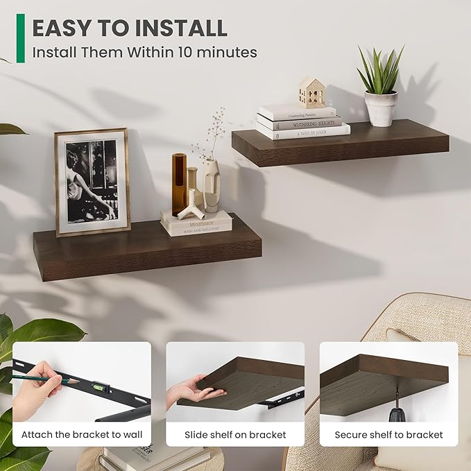 Marsmiles Solid Wood Floating Shelves - Image 4