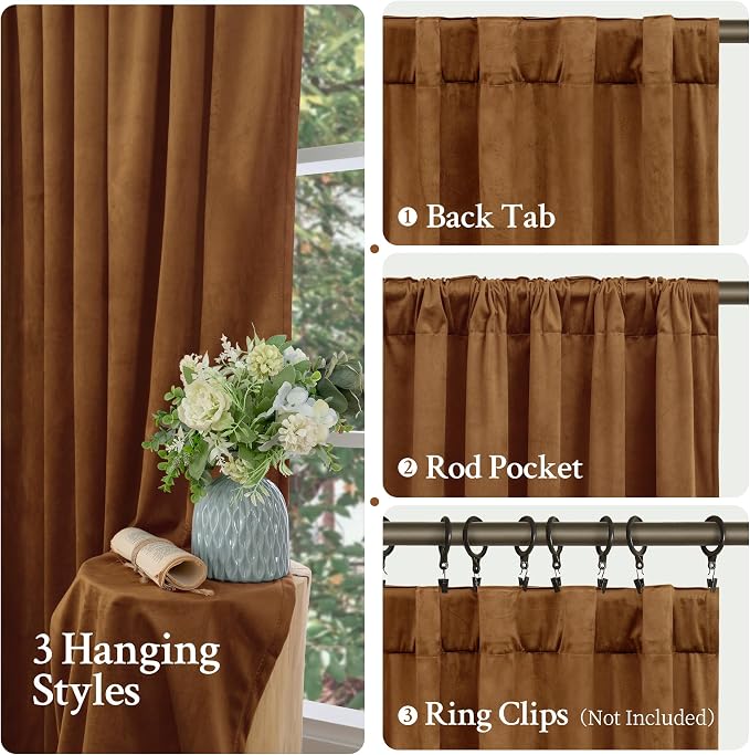 LAMIT Golden Brown Velvet Curtains - Image 3