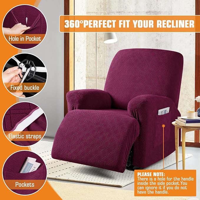 VANSOFY Oversized Recliner Chair Cover, 4-Pieces Stretch Recliner Covers - Image 5